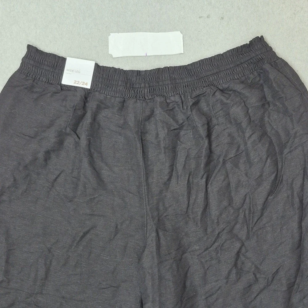 Lane Bryant Women Pants 22/24 Black Linen Wide Leg Baggy Coastal Beach NWT